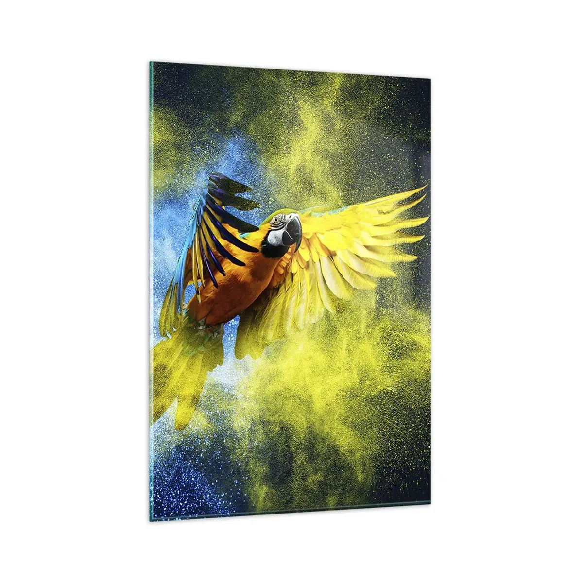 Schilderen op glas - In het blauwe en gouden stof - 80x120 cm