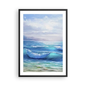 Poster in een zwarte lijst - Zee golven tegen de blauwe lucht - 50x70cm - Het brengt verlichting - Moderne wanddecoratie voor woonkamer en slaapkamer ARTTOR
