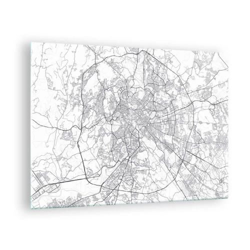 Schilderen op glas - Kaart van Rome met een duidelijke cirkelvormige wegenindeling - 70x50cm - Romeinse cirkel - Moderne wanddecoratie voor woonkamer en slaapkamer ARTTOR