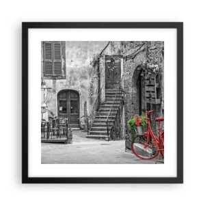 Poster in een zwarte lijst - Toscaanse steeg - 40x40 cm