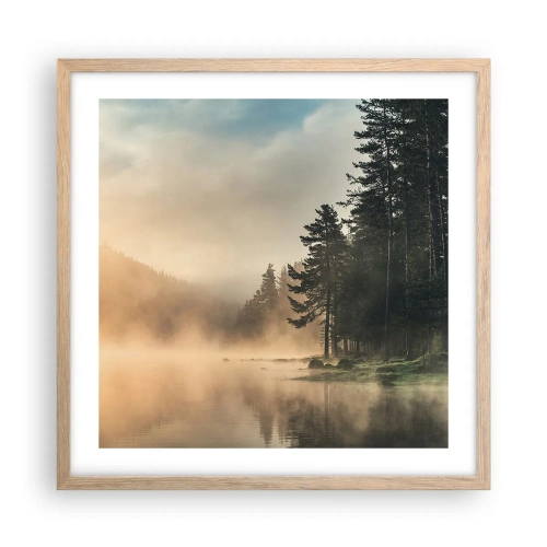 Een poster in een licht eiken lijst - De geboorte van de dag - 50x50 cm