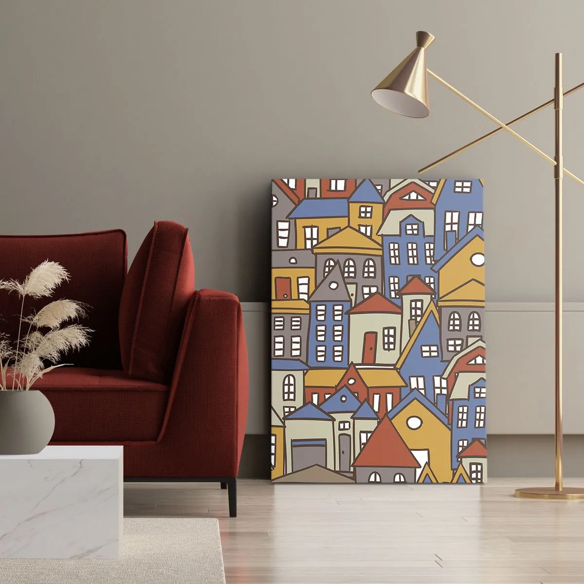 Schilderen op canvas - Achter het huis is een huis - 50x70 cm