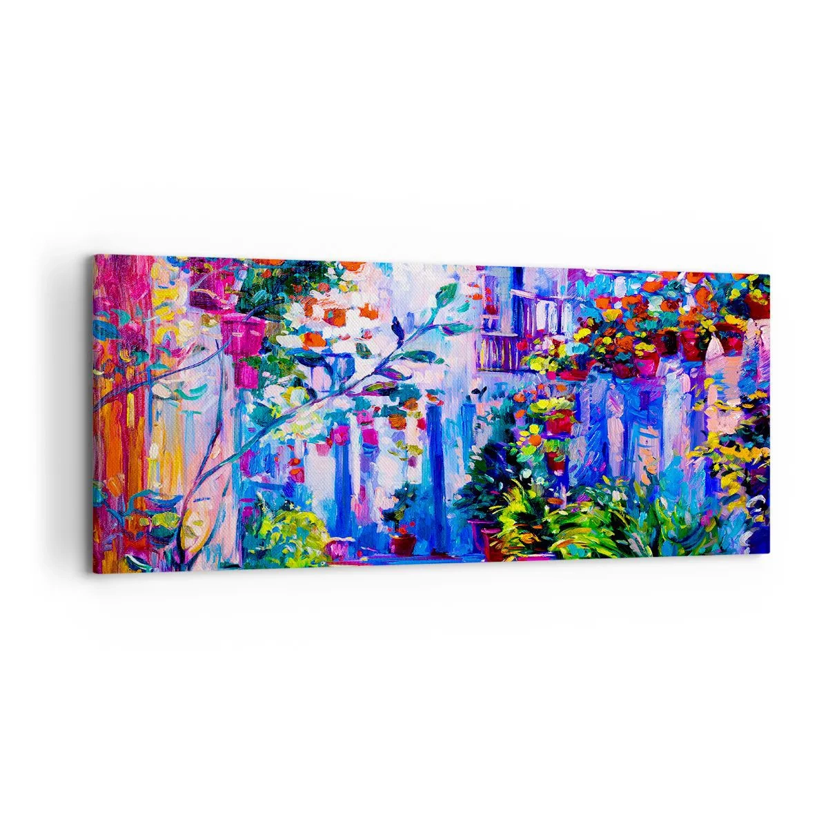 Schilderen op canvas - Impressie - een Italiaanse straat - 120x50 cm