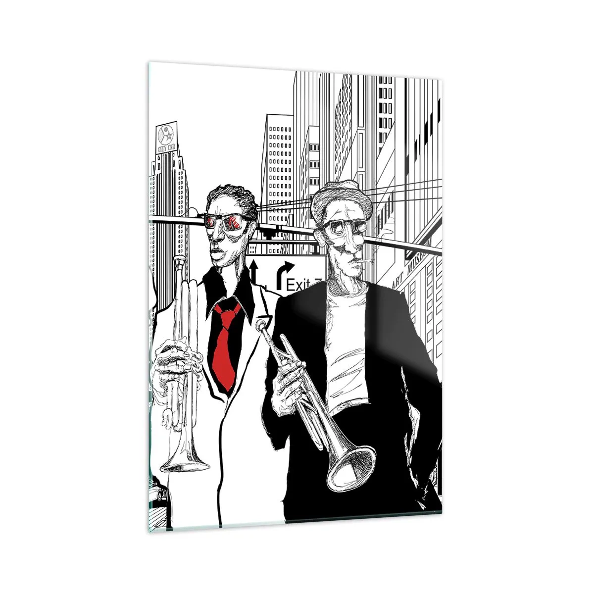 Schilderen op glas - Urban rapsodie in zwart en rood - 50x70 cm
