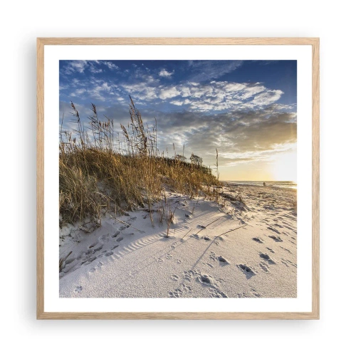 Een poster in een licht eiken lijst - Een uitnodiging voor een wandeling - 60x60 cm