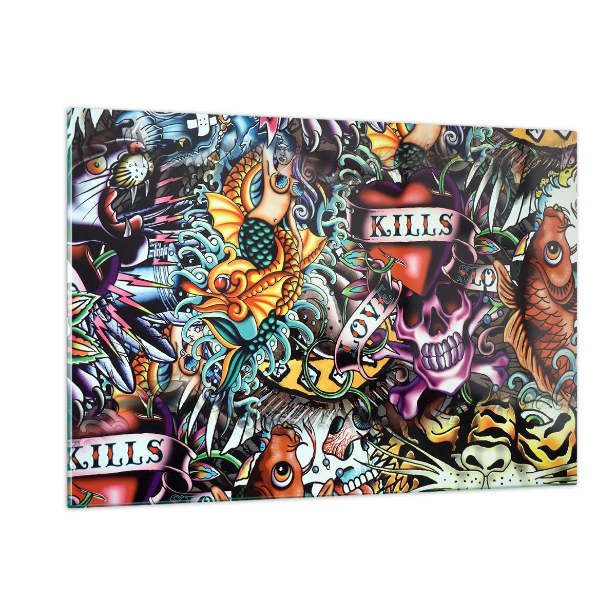 Schilderen op glas - De droom van de tatoeëerder - 120x80 cm