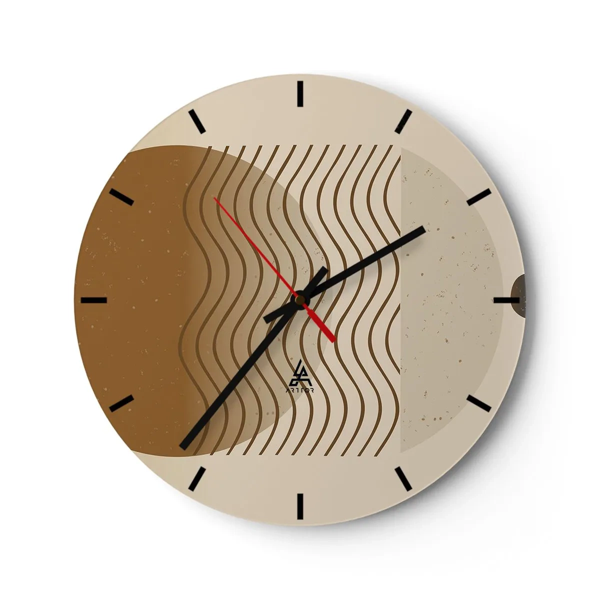 Wandklok - Klok - Abstracte cirkels in tinten rood en blauw op een zwarte achtergrond - 30x30cm - Over de oorsprong van geometrische figuren - Moderne wanddecoratie voor woonkamer, keuken en slaapkamer ARTTOR