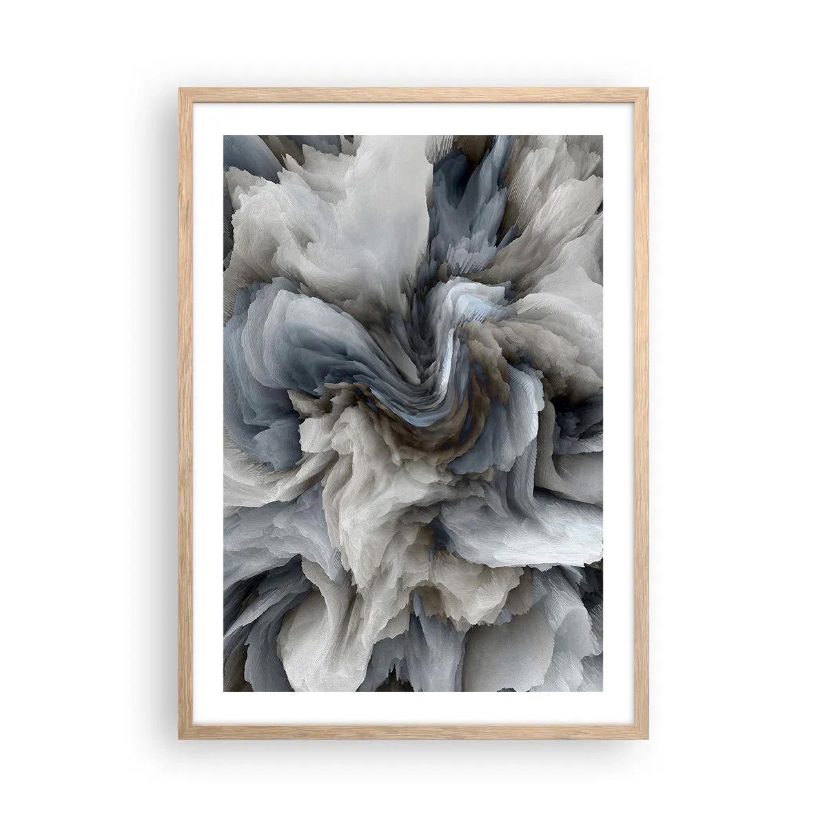 Een poster in een licht eiken lijst - Steen en bloem - 50x70 cm