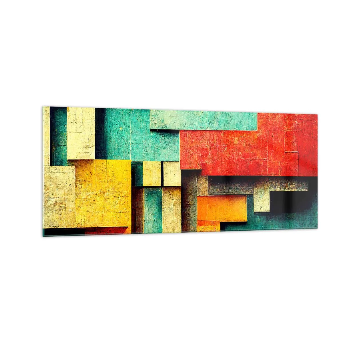Schilderen op glas - Festival van rechte hoeken - 100x40 cm