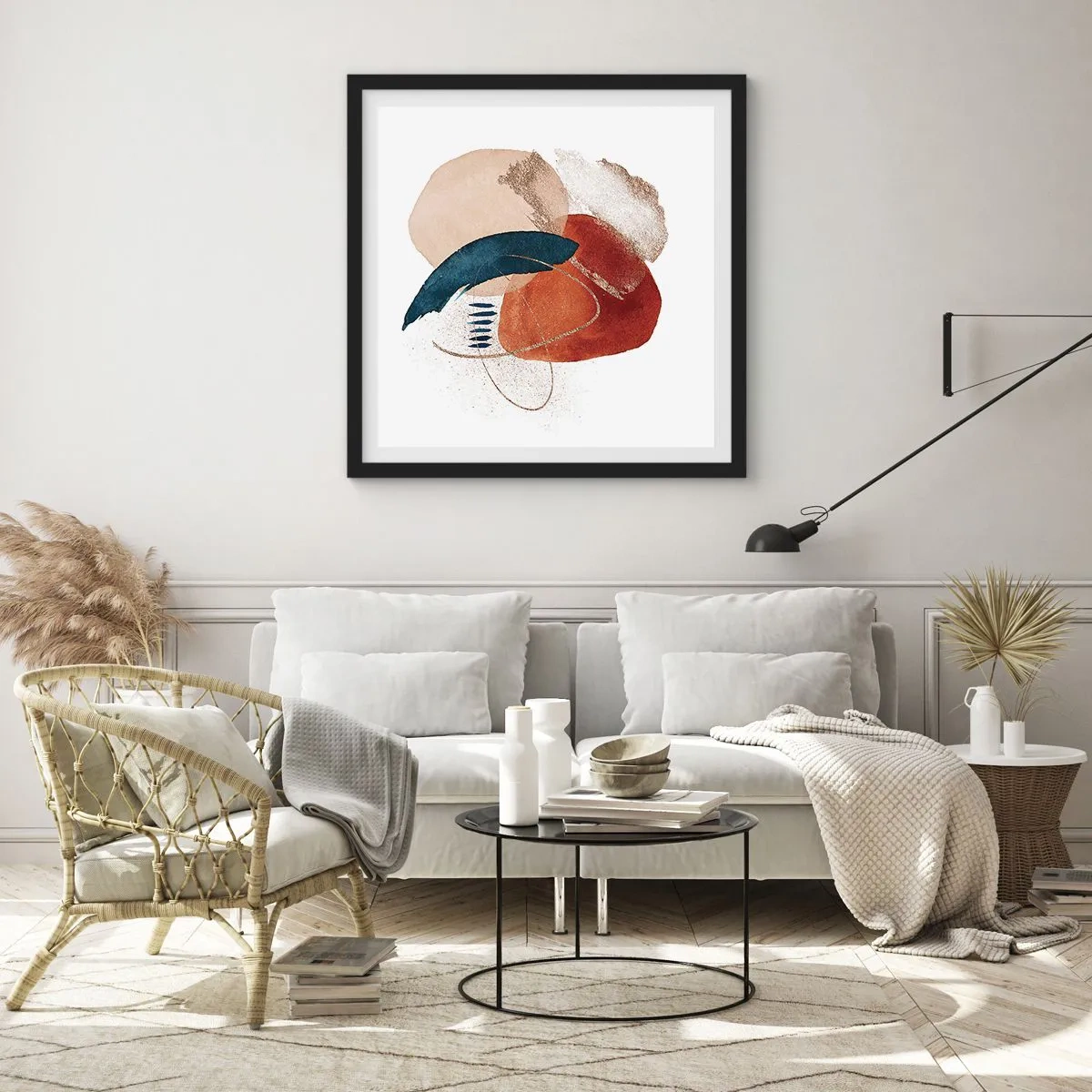 Poster in een zwarte lijst - Ovale compositie - 40x40 cm