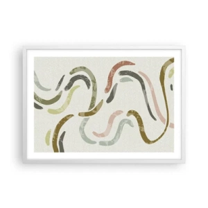 Poster in een witte lijst - Een vrolijke dans van abstractie - 70x50 cm