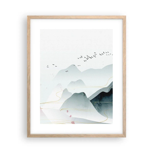 Een poster in een licht eiken lijst - Over de toppen - 40x50 cm