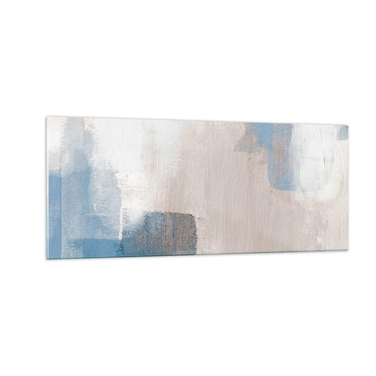 Schilderen op glas - Roze abstractie achter een blauw gordijn - 100x40 cm