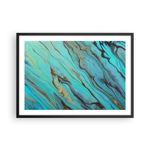 Poster in een zwarte lijst - Turquoise vloed - 70x50 cm