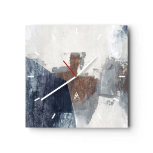 Wandklok - Klok - Blauwe en bruine vormen - 30x30 cm