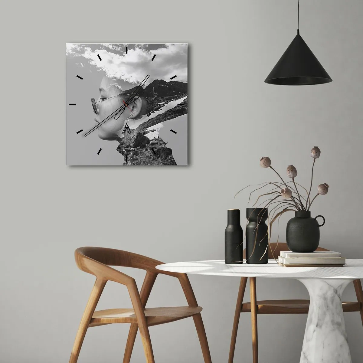 Wandklok - Klok - Top en bewolkt portret - 30x30 cm