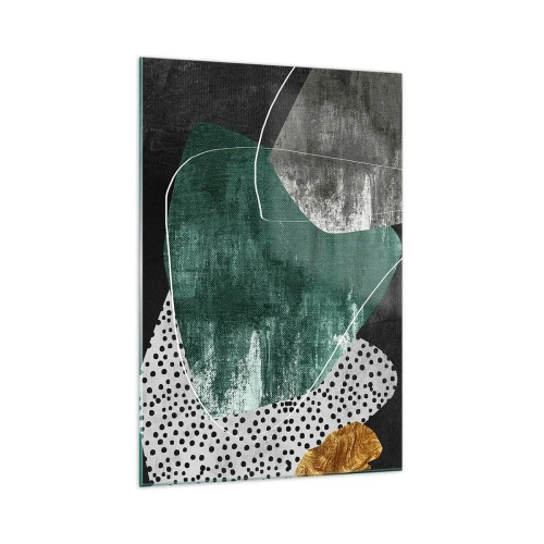 Schilderen op glas - Kleurrijke abstractie met bladgoud - 70x100 cm