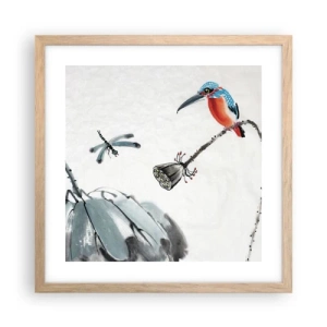 Een poster in een licht eiken lijst - Het leven van de weide - 40x40 cm
