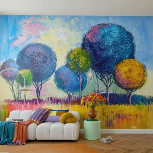 Fotobehang Premium Canvas - Bol - de vorm van het ideaal - Abstractie, Landschap, Grafisch - 450x315 cm