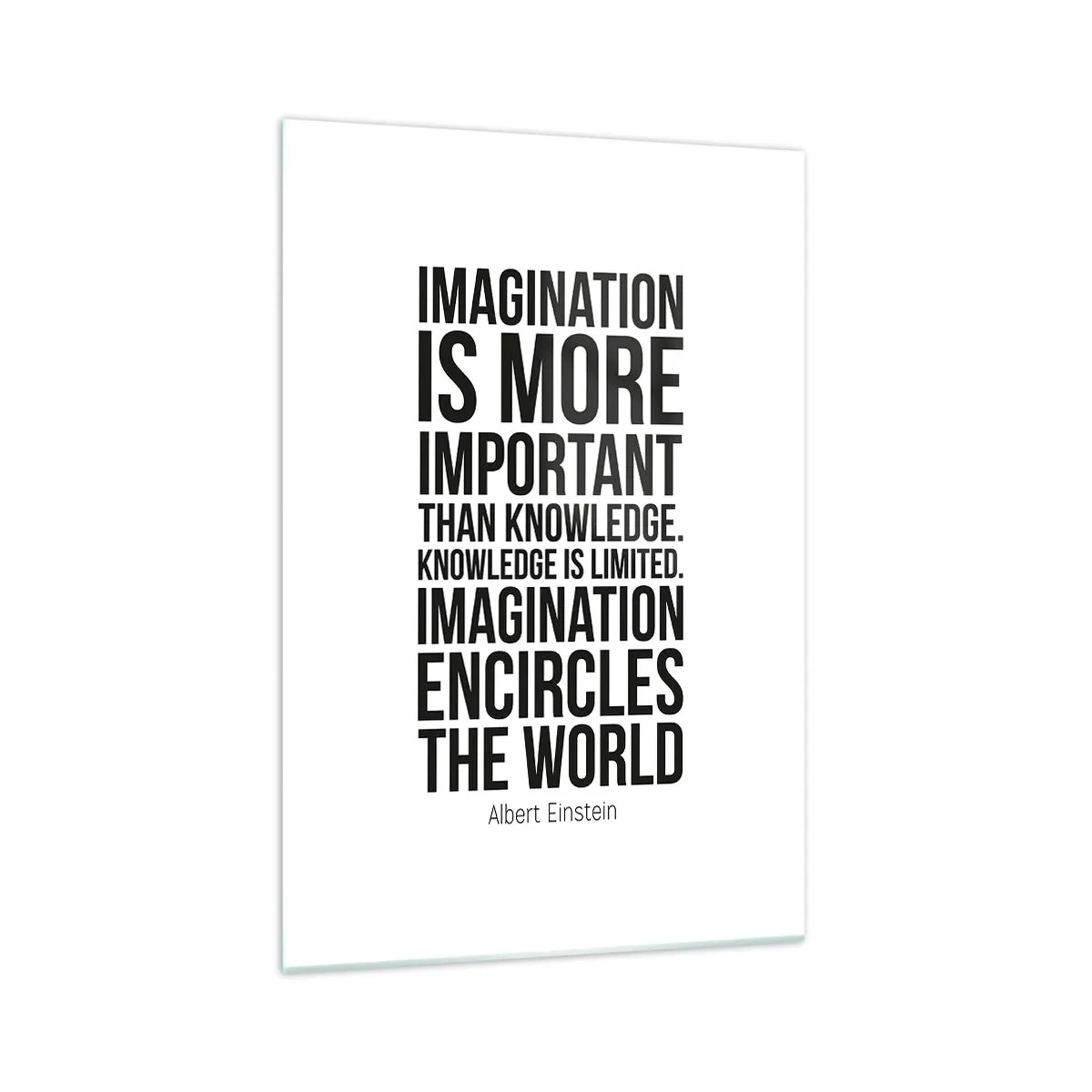 Schilderen op glas - Einstein over de kracht van verbeelding - 70x100 cm