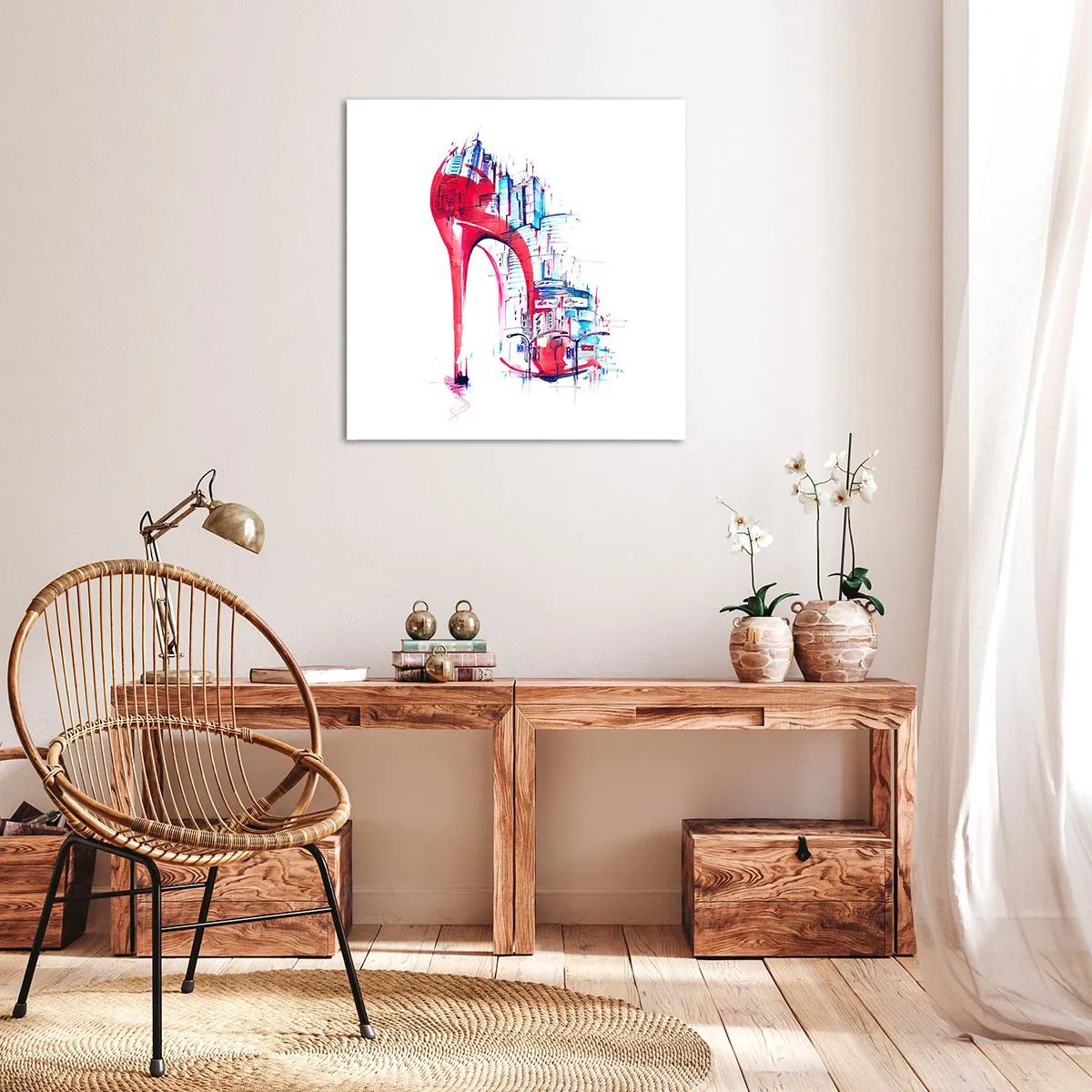 Schilderen op canvas - Een elegante vrouw uit de grote stad - 50x50 cm