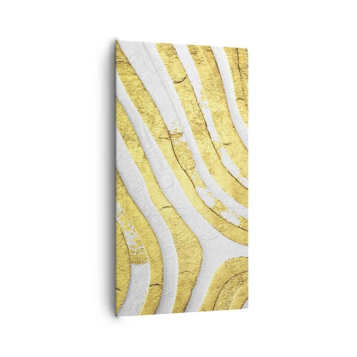 Schilderen op canvas - Compositie in wit en goud - 65x120 cm