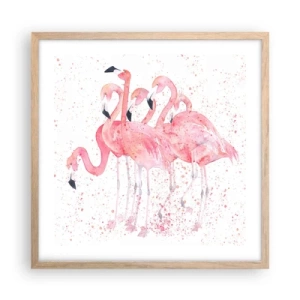 Een poster in een licht eiken lijst - Roze ensemble - 50x50 cm