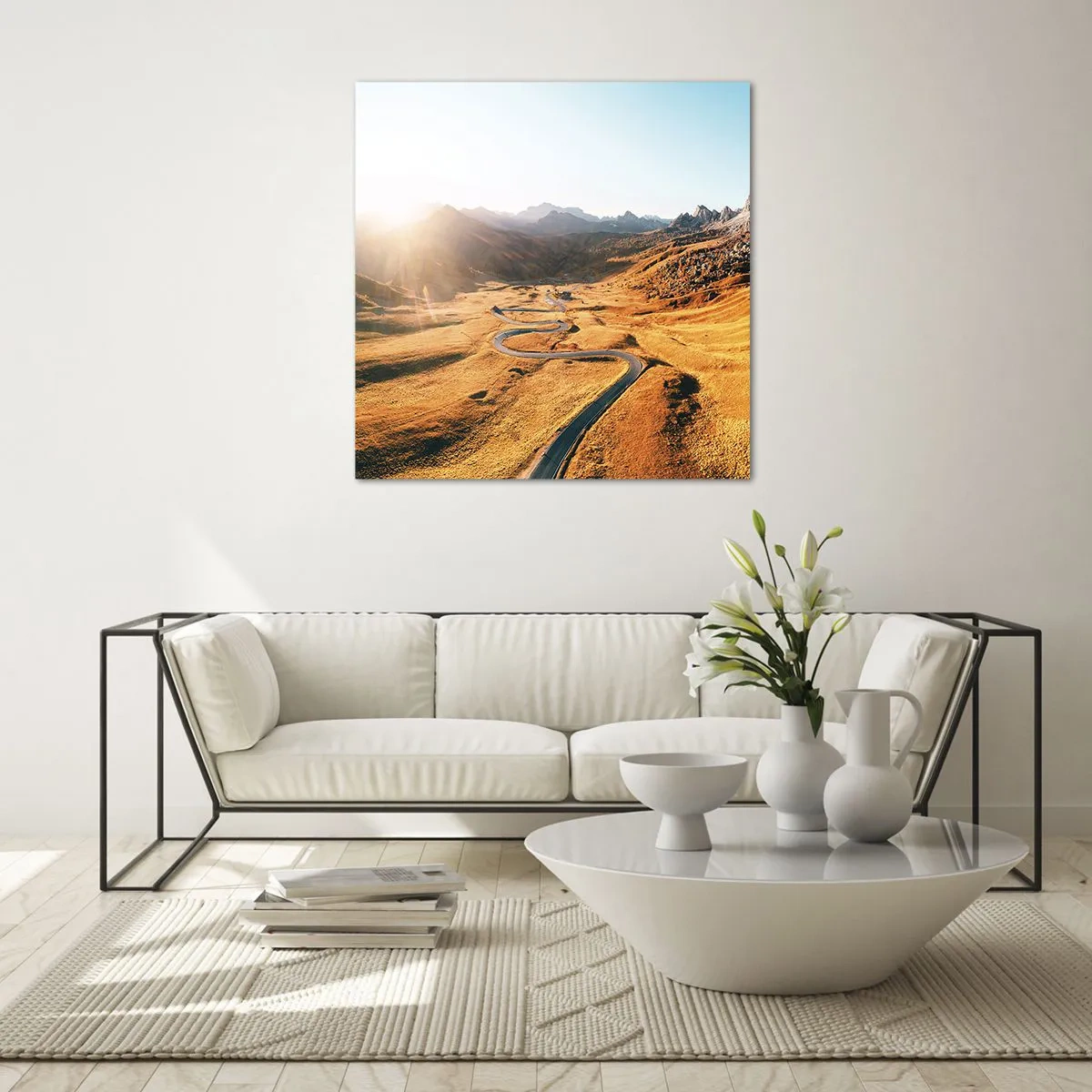 Schilderen op glas - In een gouden vallei - 70x70 cm