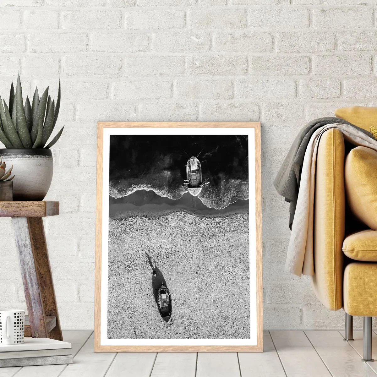 Een poster in een licht eiken lijst - Nog steeds aan de oever… - 70x100 cm