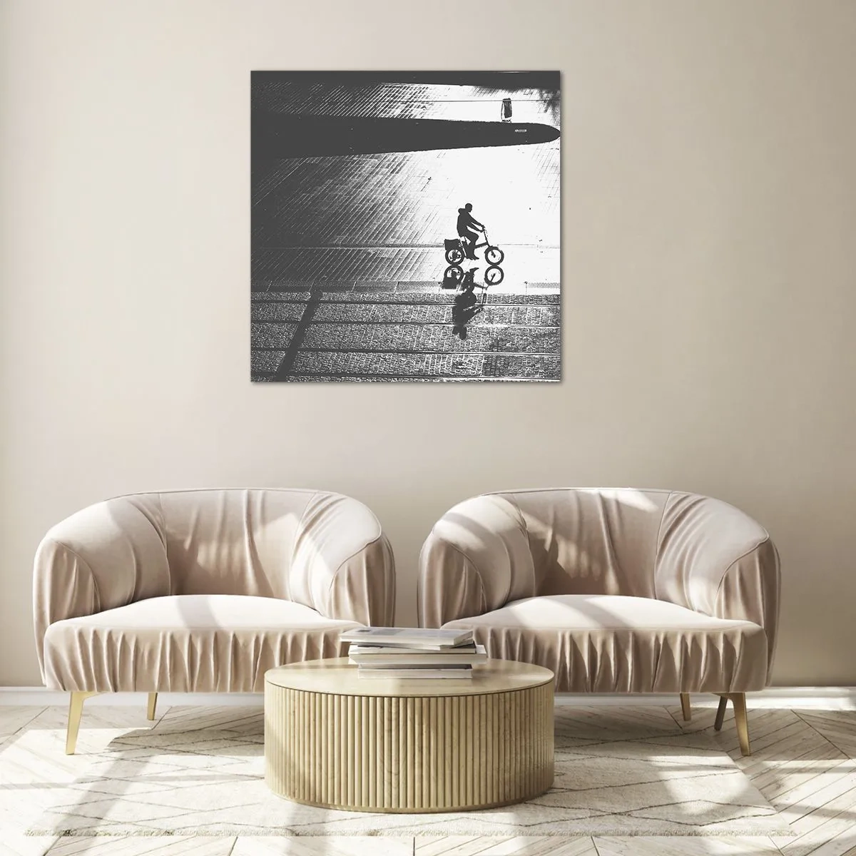 Schilderen op glas - Voor mij, door de stad - 70x70 cm