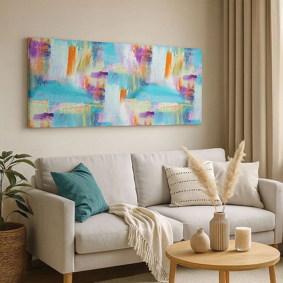 Schilderen op canvas - Vrolijk vlekkerig en besmeurd - 100x40 cm