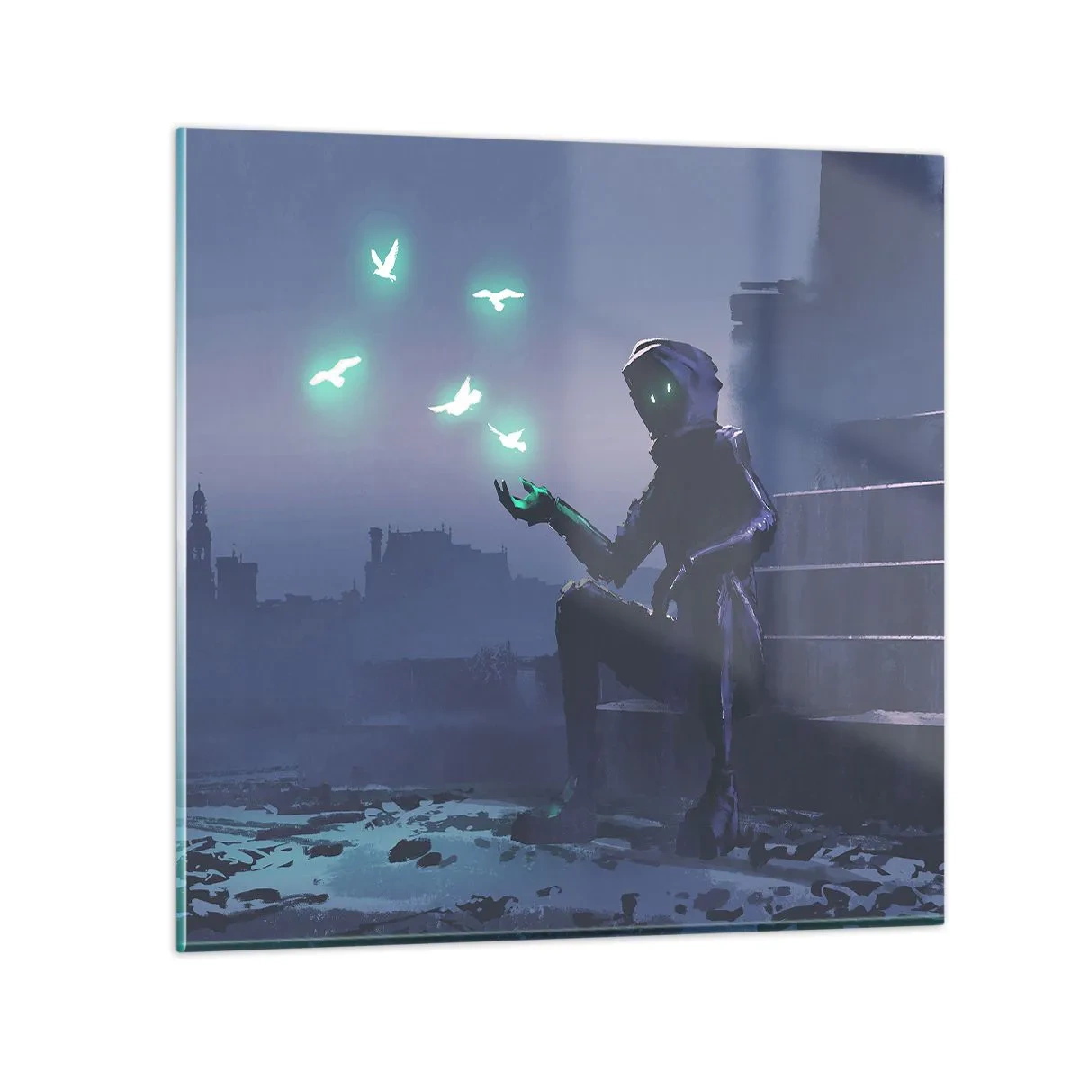 Schilderen op glas - Het leven komt terug - 50x50 cm