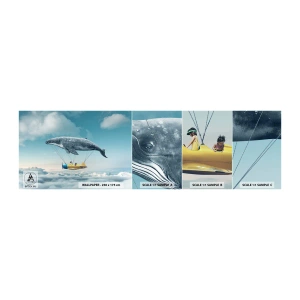Fotobehang Monster Zelfklevend Deluxe Sticker - Waarom niet? - Walvis, Kinderen, Vliegtuig - 100x30 cm
