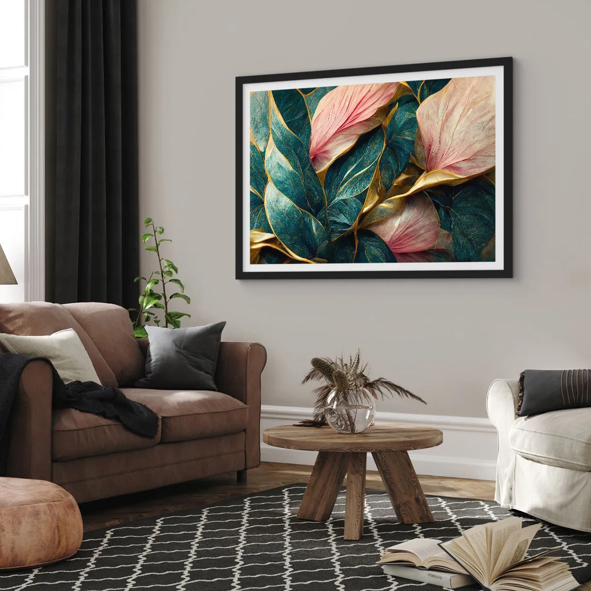 Poster in een zwarte lijst - Natuurlijke elegantie en stijl - 70x50 cm