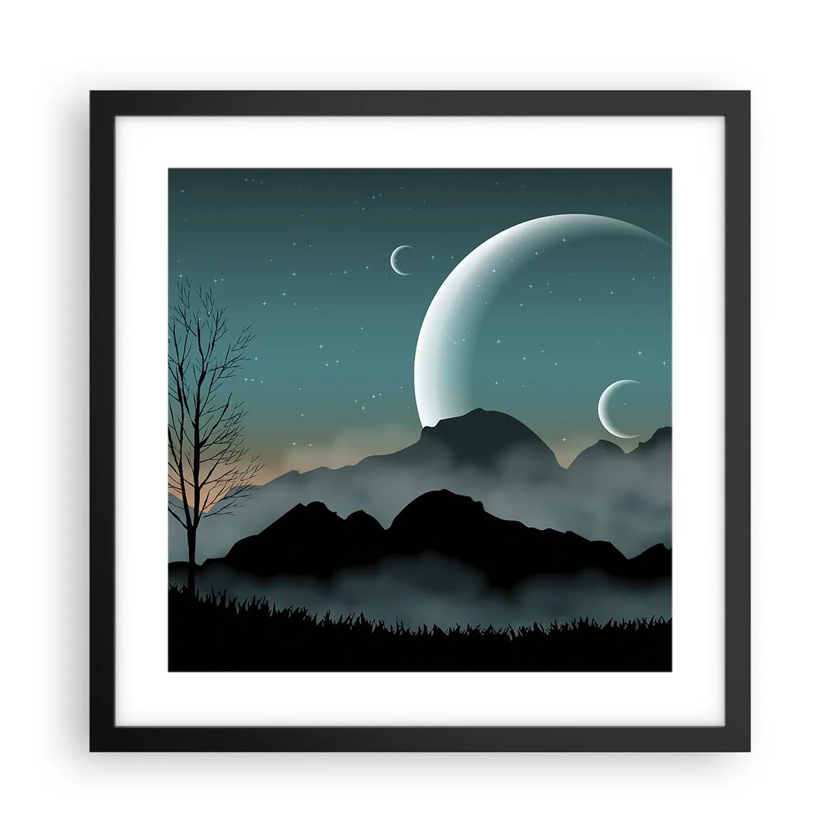 Poster in een zwarte lijst - Carneval in Sterrennacht  - 40x40 cm