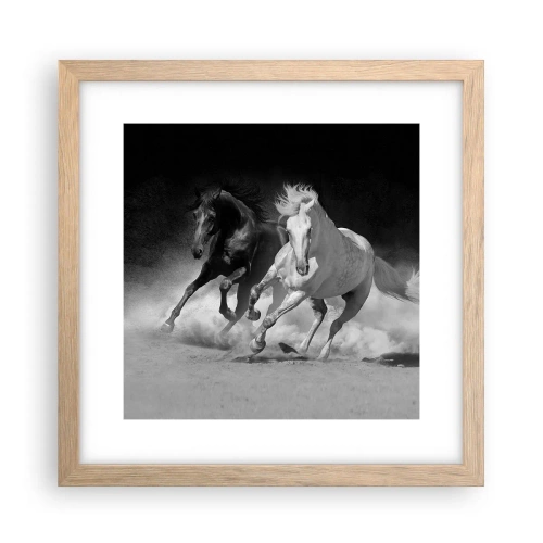 Een poster in een licht eiken lijst - Vrijheidsgalop - 30x30 cm