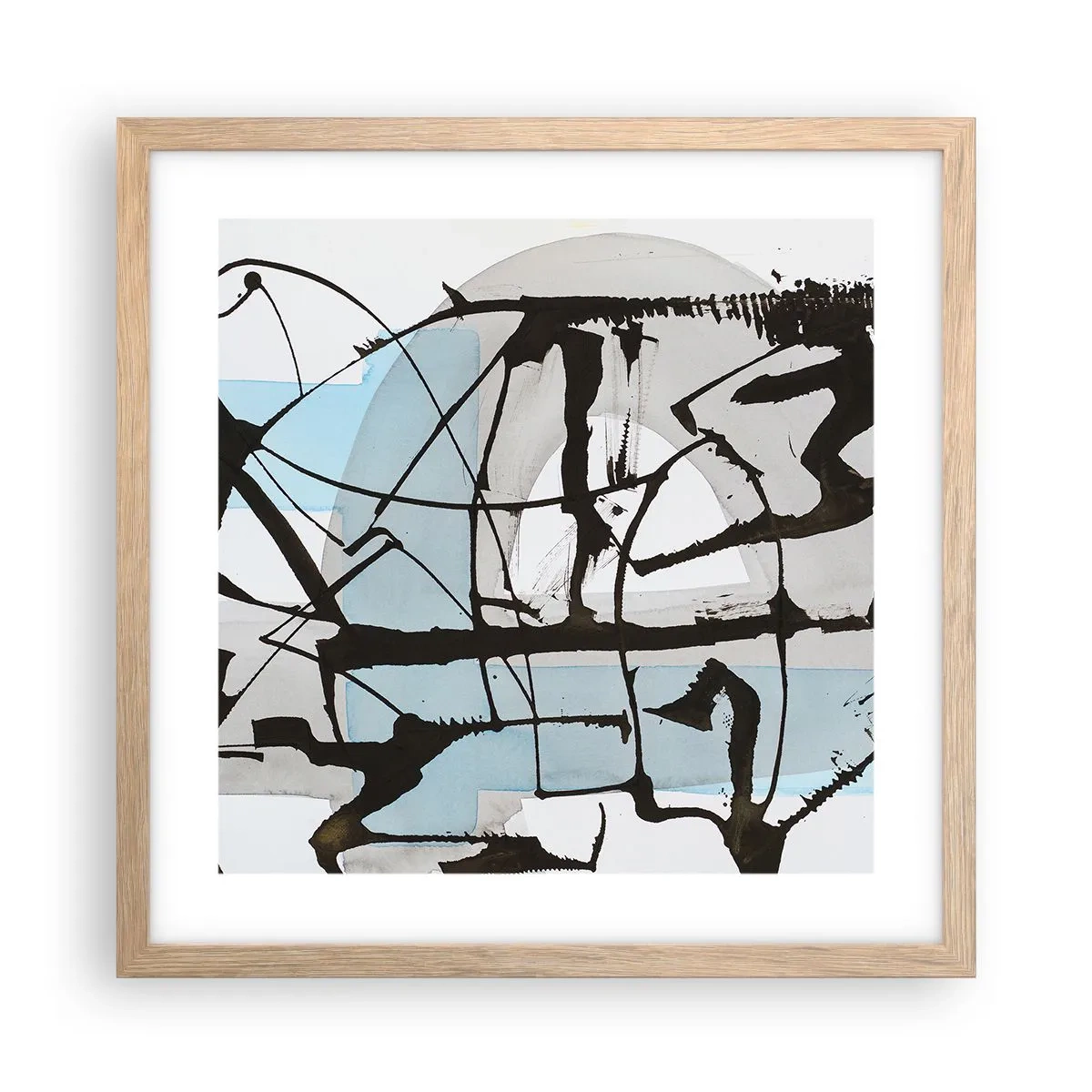 Een poster in een licht eiken lijst - Toch blauw - 40x40 cm