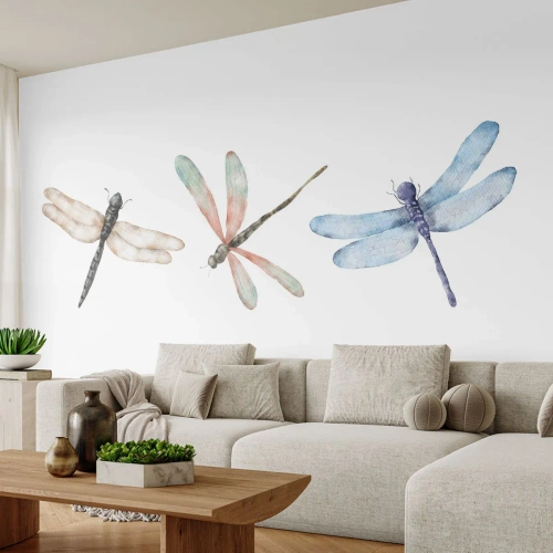 Zelfklevend Fotobehang Deluxe Sticker - Gewichtloze libellen - Insecten, Minimalistisch, Zwaar - 100x70 cm