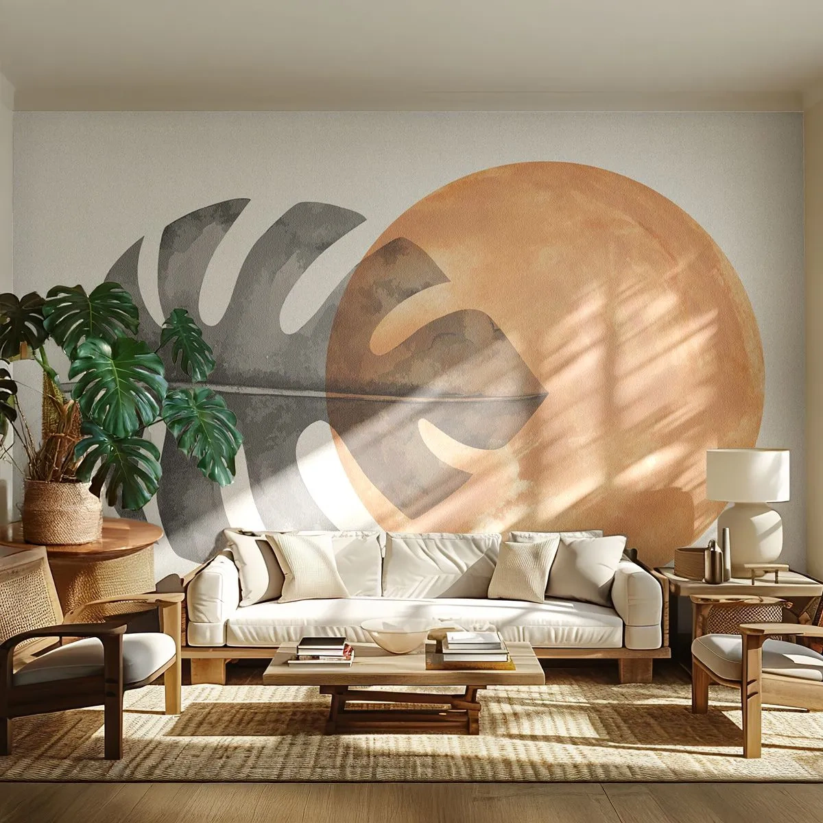 Zelfklevend Fotobehang Deluxe Sticker - Altijd de zon - Blad, Zon, Boho - 350x256 cm