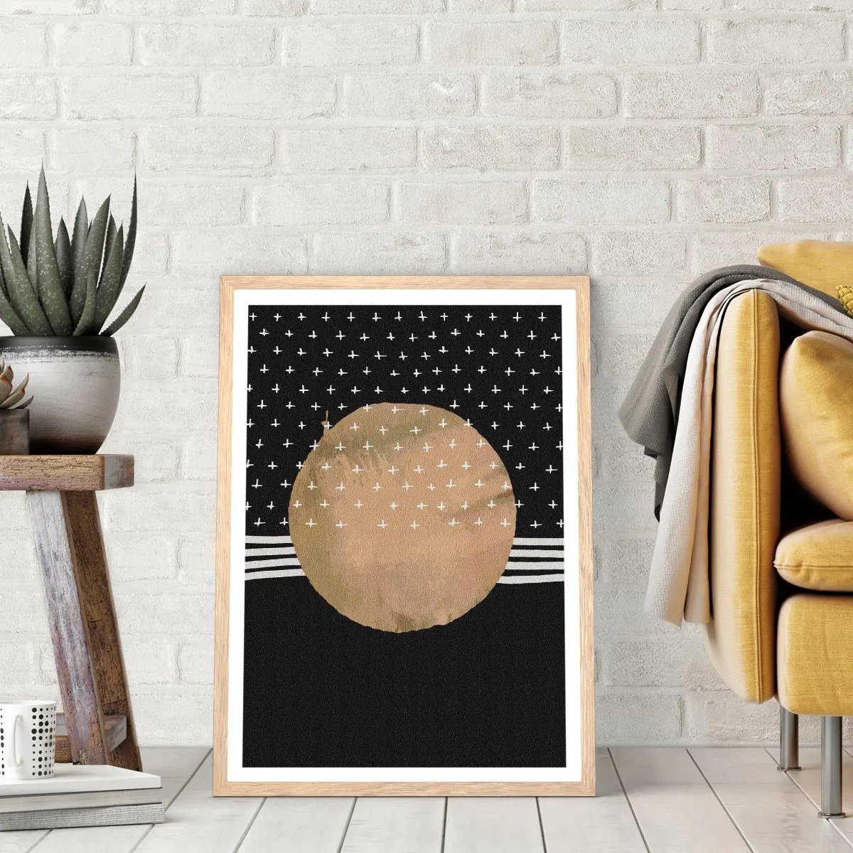 Een poster in een licht eiken lijst - Samenstelling: galaxy-vlag - 30x40 cm