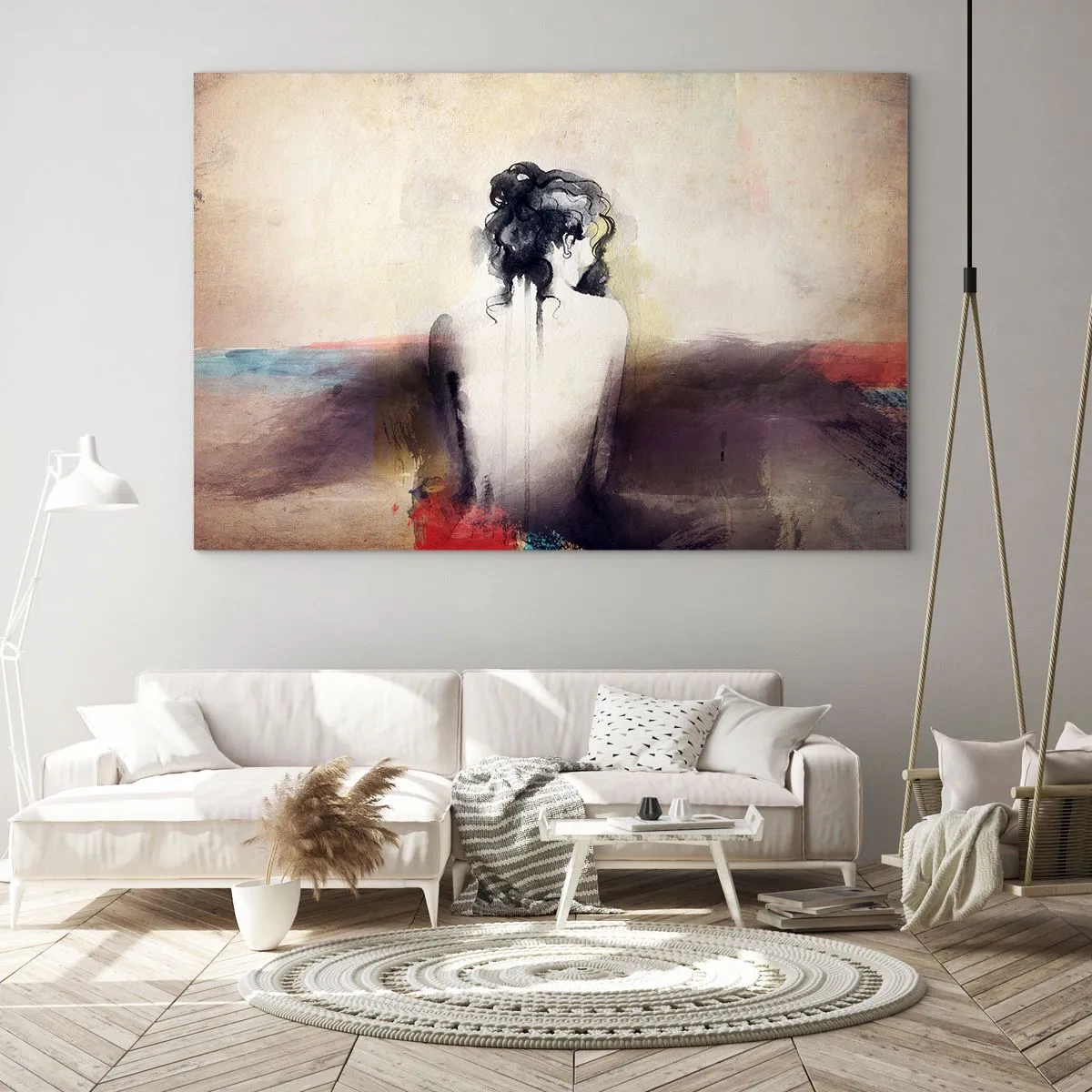 Schilderen op glas - Vloeiende lijnen, ovale vormen - 100x70 cm
