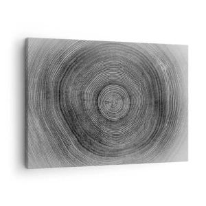 Schilderen op canvas - Zwart-wit boomringpatroon dat een dwarsdoorsnede van de stam laat zien - 70x50cm - Teken van de tijden - Moderne wanddecoratie voor woonkamer en slaapkamer ARTTOR