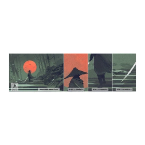 Fotobehang Monster Premium Sand - Rode maan krijger - Abstractie, Fantasie, Strijder - 100x30 cm
