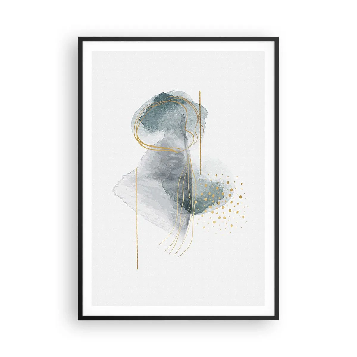 Poster in een zwarte lijst - Over de relatie tussen grijs en goud - 70x100 cm
