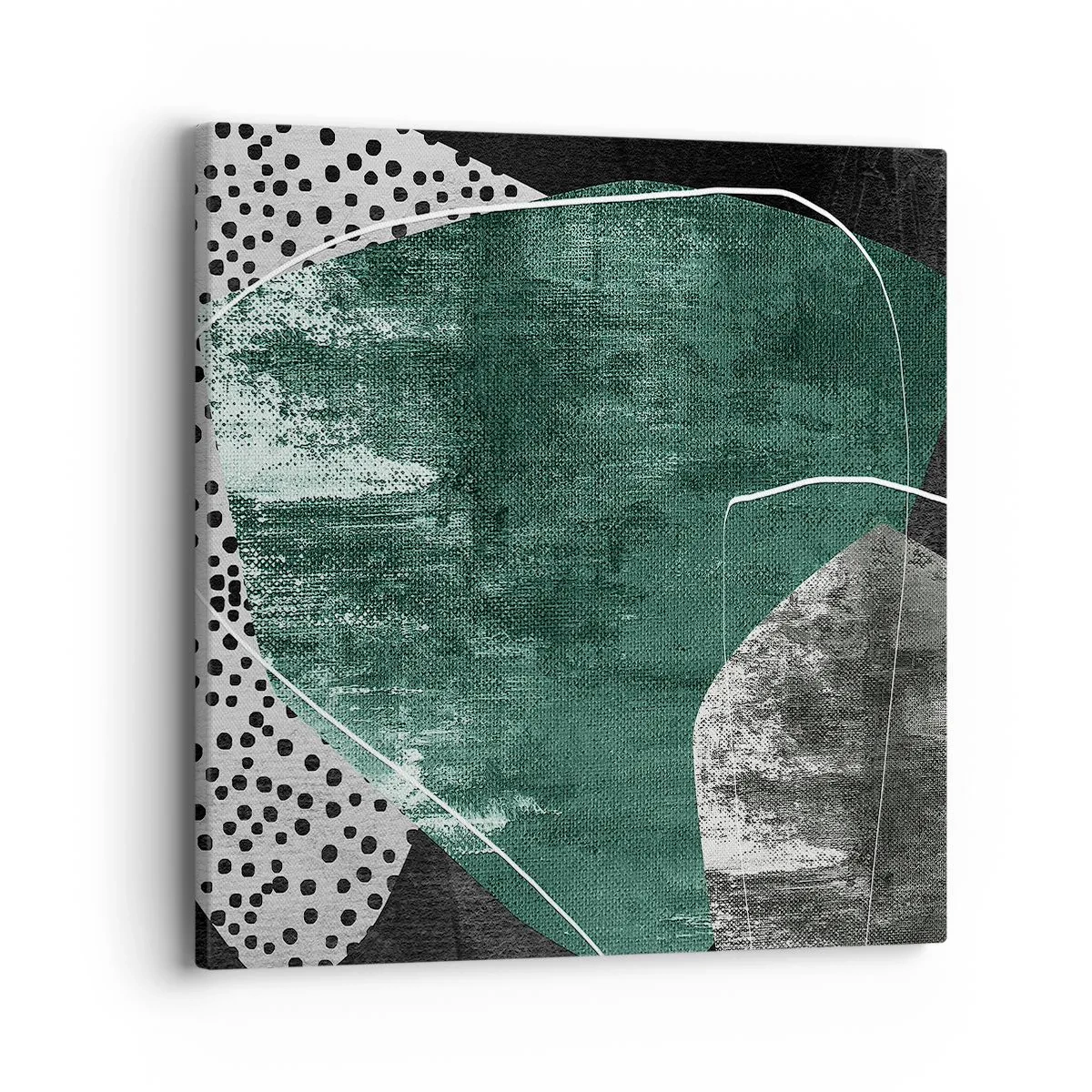 Schilderen op canvas - Kleurrijke abstractie met bladgoud - 40x40 cm
