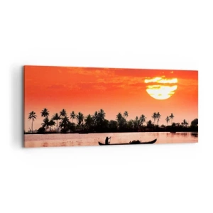Schilderen op canvas - De rust van de tropen bij zonsondergang - 100x40 cm