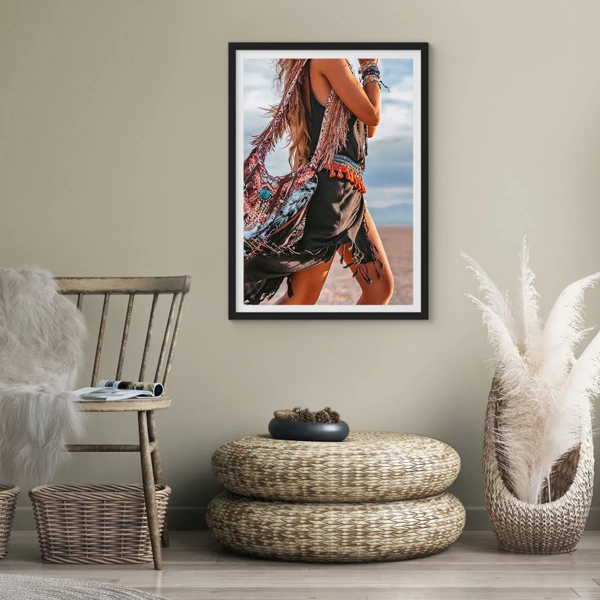 Poster in een zwarte lijst - Het meisje van de sjamaan - 70x100 cm