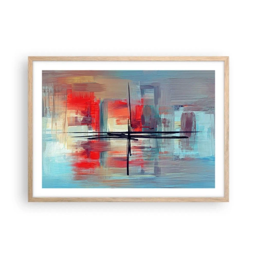 Een poster in een licht eiken lijst - Een landschap in een onbekende dimensie - 70x50 cm