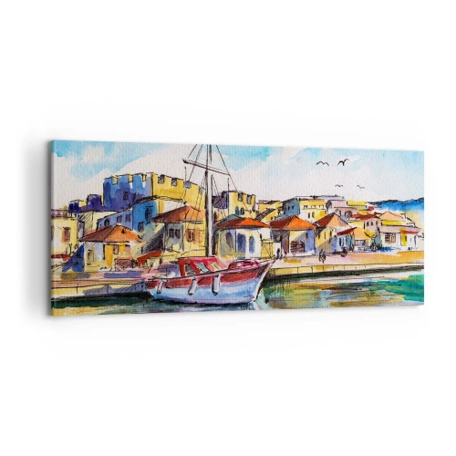 Schilderen op canvas - Regenboogmiddag - 100x40 cm