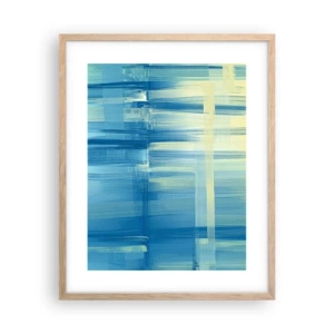 Een poster in een licht eiken lijst - Compositie in turkoois - 40x50 cm